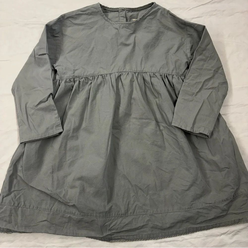 CottonMill Girls Green Long‎ Sleeve Dress Size 12-14 Buttons Trim